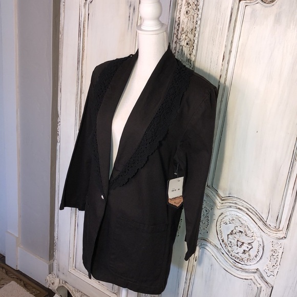 Cherokee an American Original Brown Denim Shawl Collar Boho Jacket S/S - Picture 4 of 12